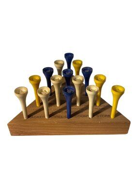 Cracker Barrel Triangle Peg Game With Multicolored Golf Tees Classic Brain Tease
